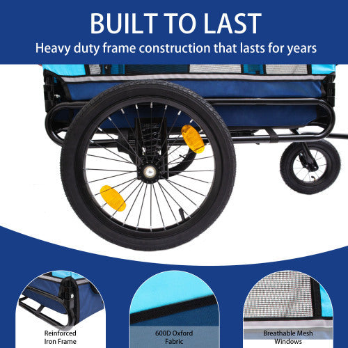 Outdoor Heavy Duty Foldable Utility Pet Stroller and Bicycle Trailer