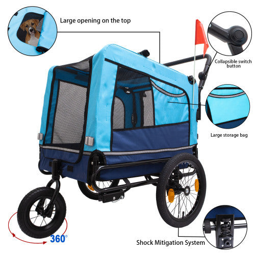 Outdoor Heavy Duty Foldable Utility Pet Stroller and Bicycle Trailer