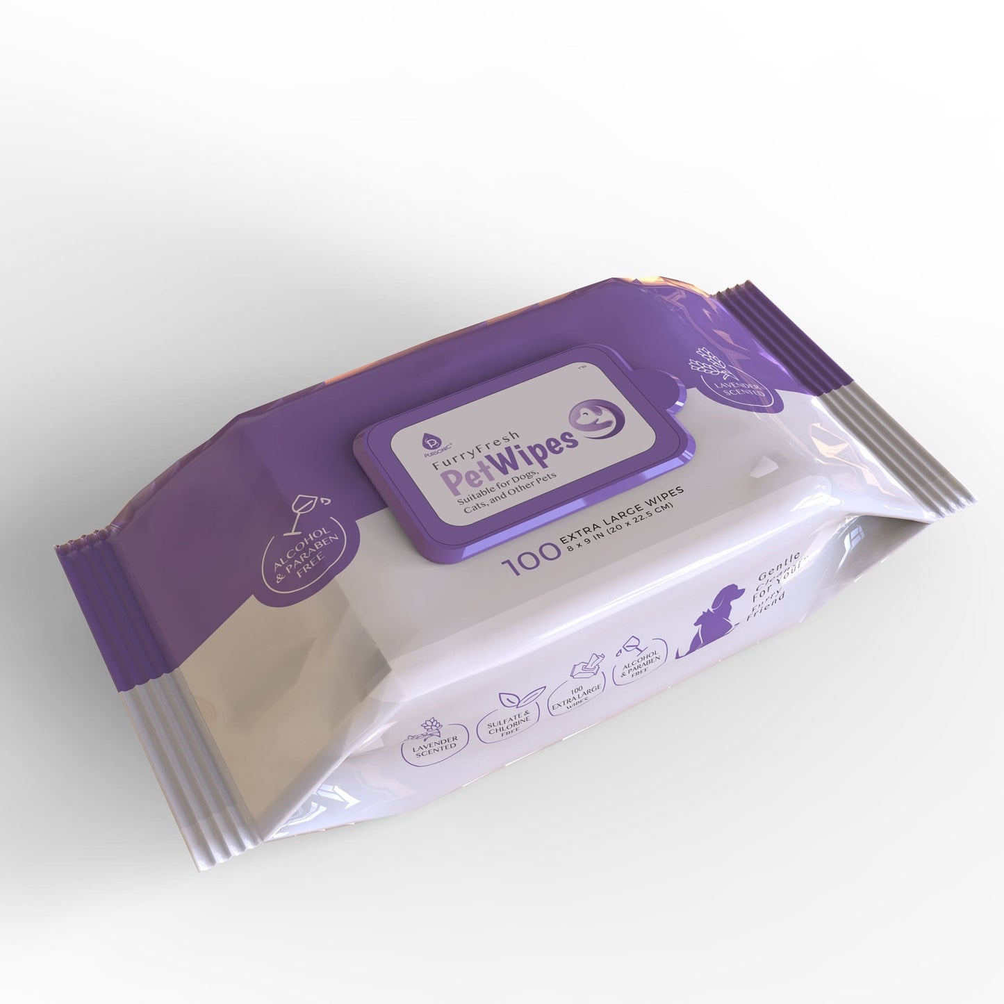 Furry Fresh™ Pet Wipes – Lavender Scented (100 Extra-Large Wipes)