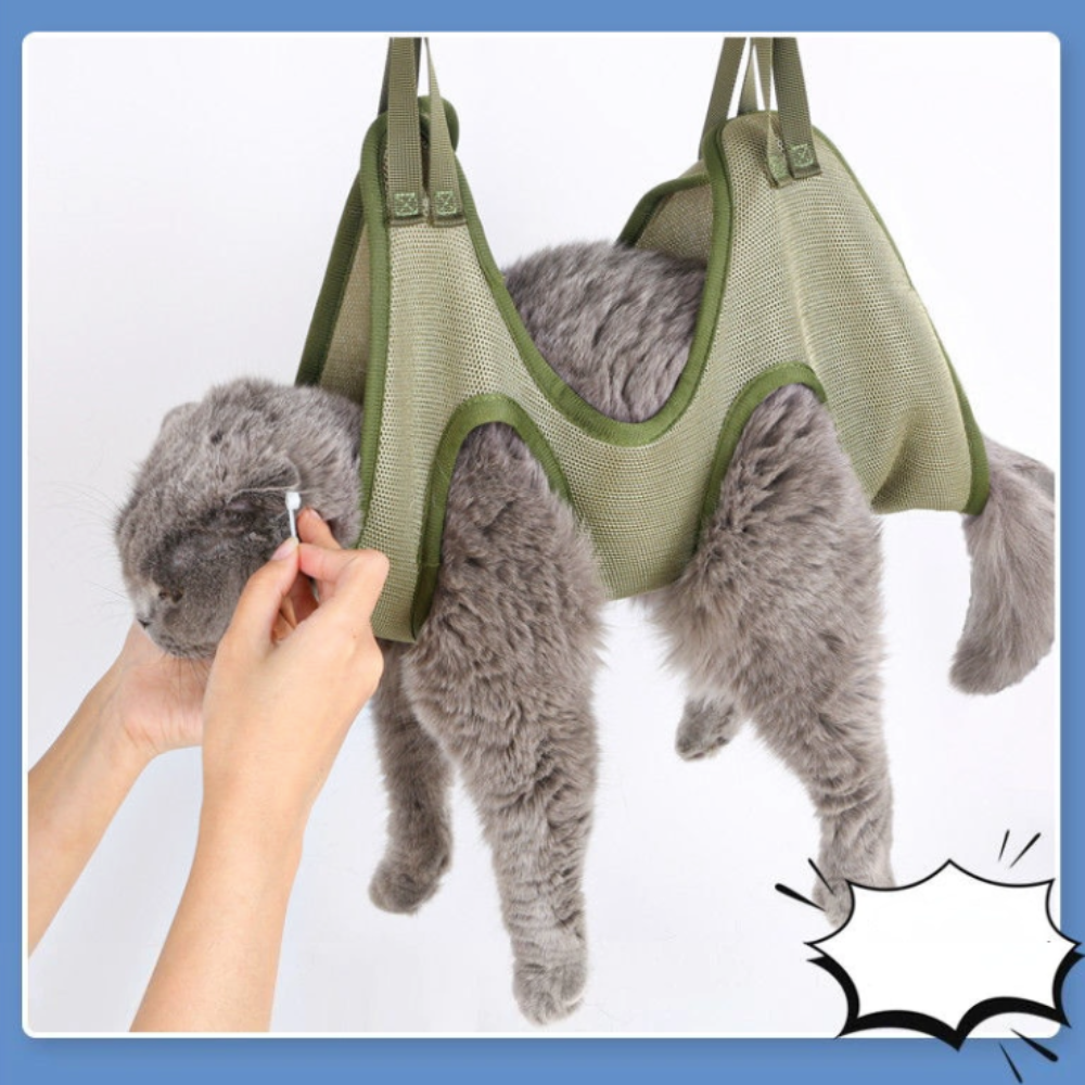 Cat & Dog Grooming Restraint Bag with Hammock – Stress-Free Grooming for Cats & Small Pets
