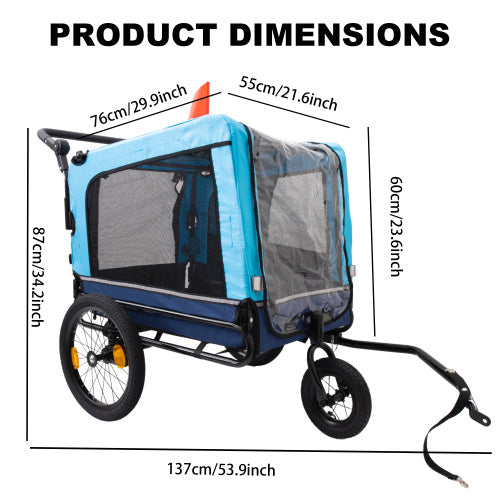 Outdoor Heavy Duty Foldable Utility Pet Stroller and Bicycle Trailer