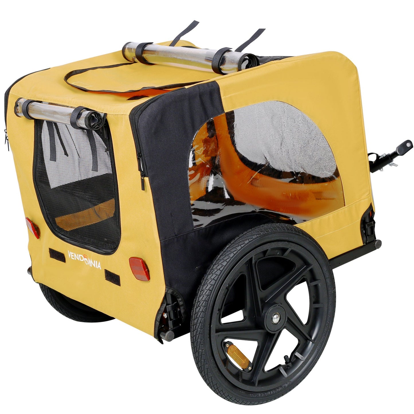 Yellow Outdoor Heavy-Duty Foldable Pet Stroller & Bicycle Trailer