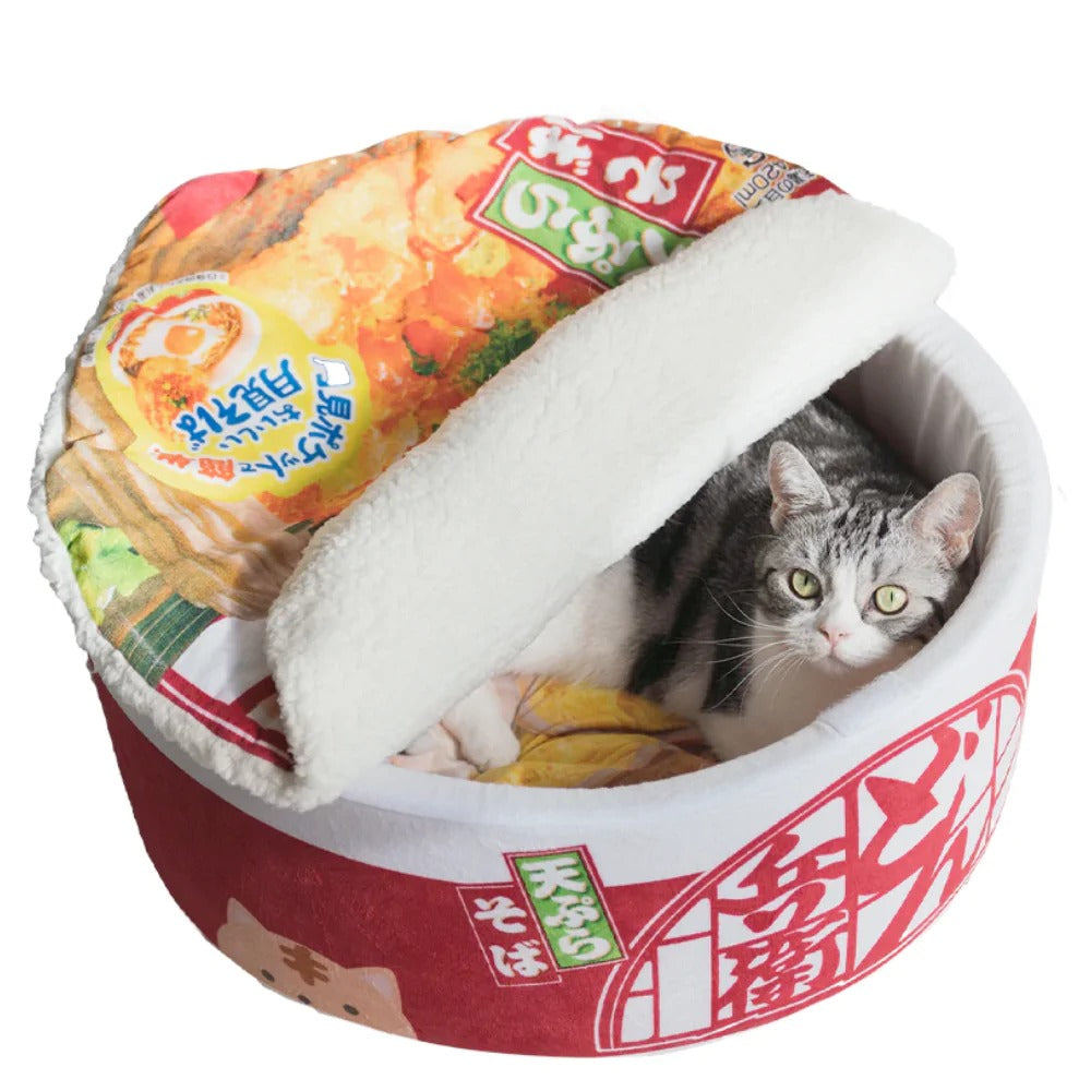 3-Piece Ramen Plush Pet Bed – Cozy Cat & Dog Sleeping Set