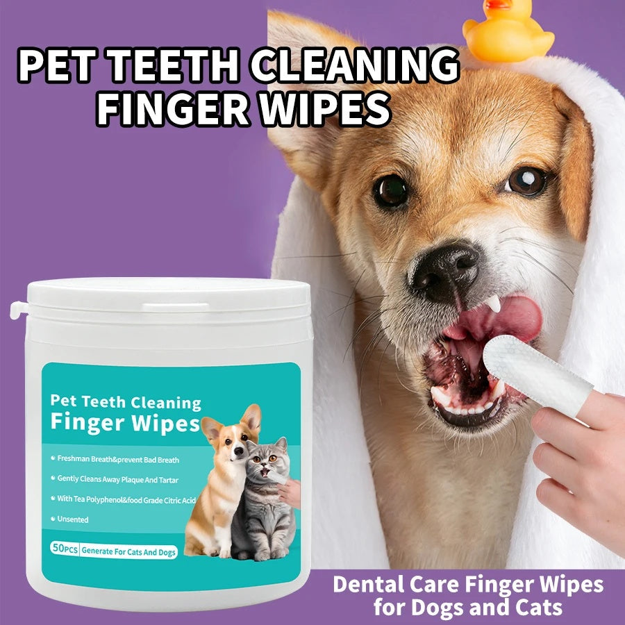 Disposable Pet Cleaning Wipes – Teeth & Ear Care (50 pcs Each)