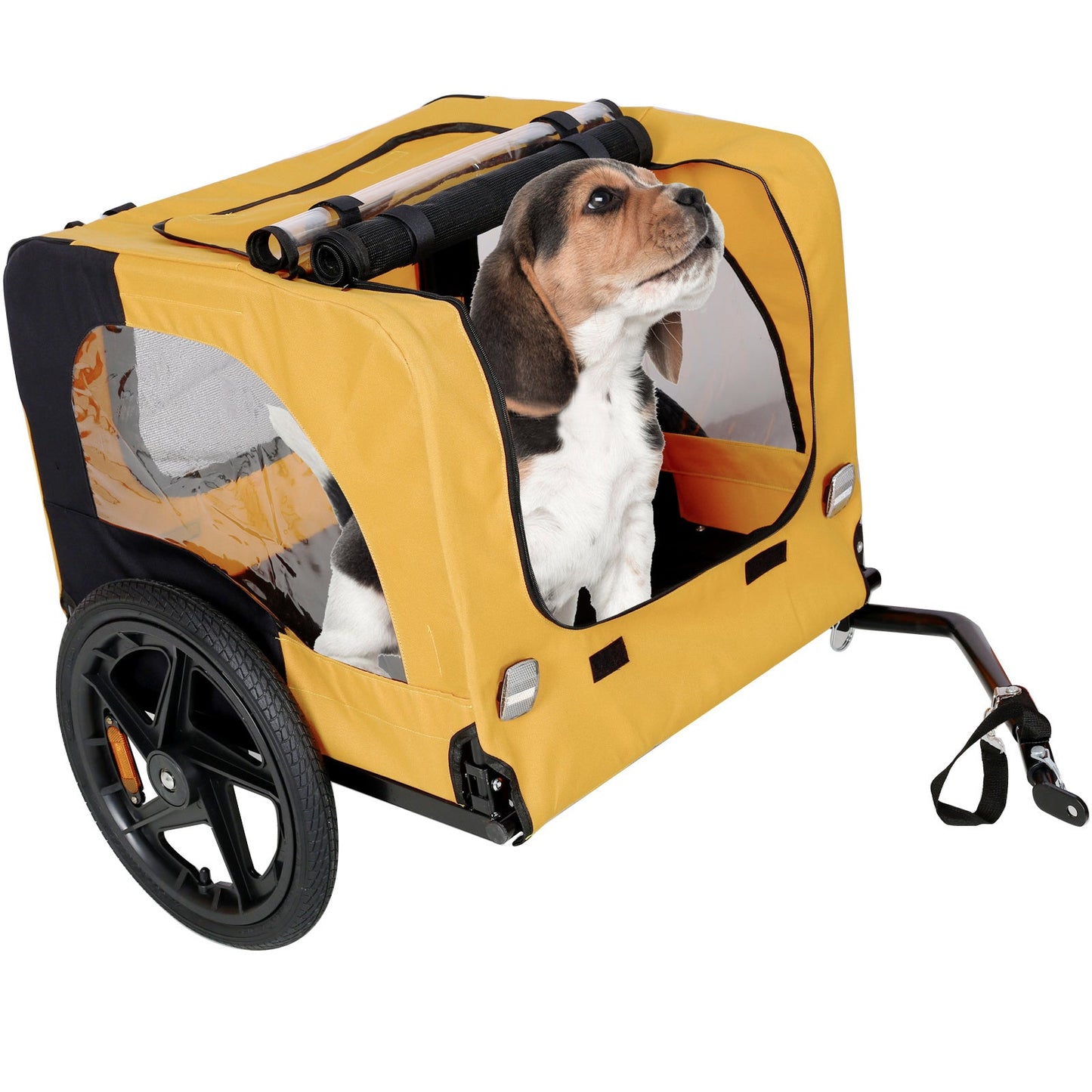 Yellow Outdoor Heavy-Duty Foldable Pet Stroller & Bicycle Trailer