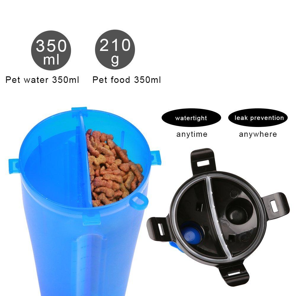 2-in-1 Dog Water Bottle with Food Container & Collapsible Bowl