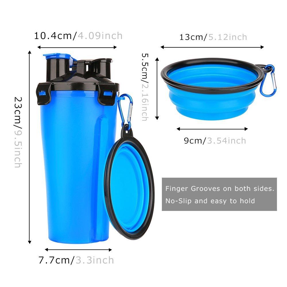 2-in-1 Dog Water Bottle with Food Container & Collapsible Bowl