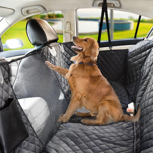Waterproof Pet Car Seat Cover – Scratchproof Back Seat Protector with Belt & Door Straps